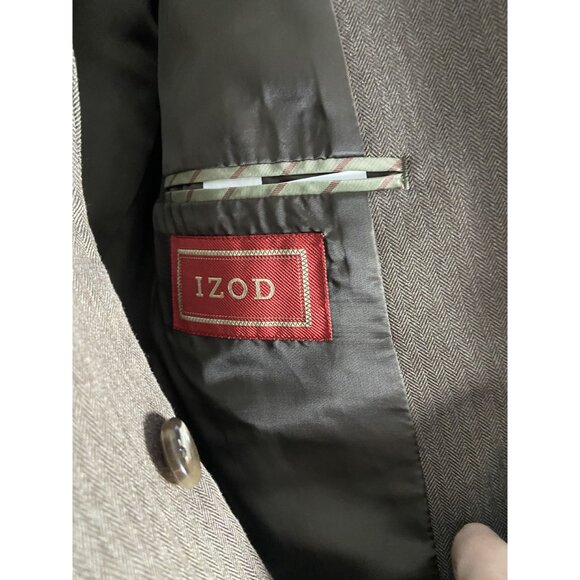 Izod Mens Brown 2 Button Blazer Sport Coat 42L Polyester/Rayon NWT - Picture 3 of 16